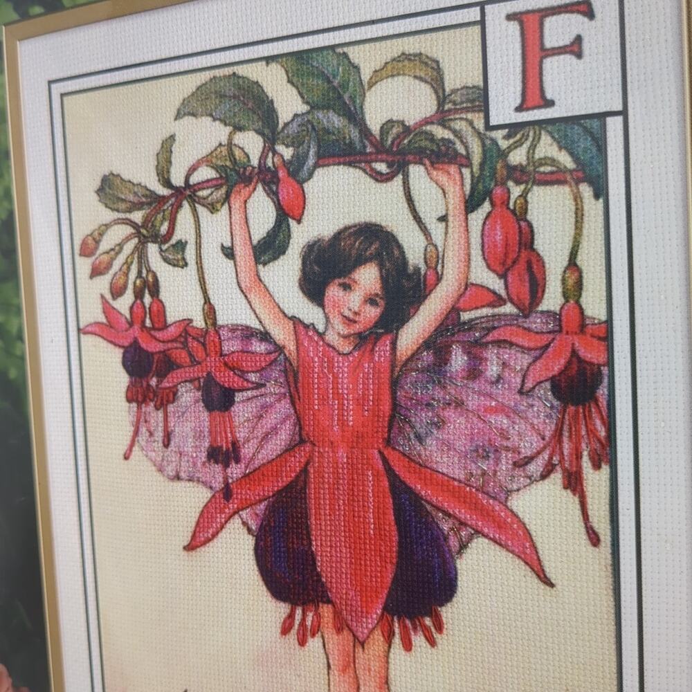 Needlepoint Flower Fairies Sicily Mary Barker 1997 Fuchsia 9 In X 12 In Vintage